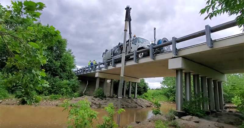 View of Vacuum Truck on bridge